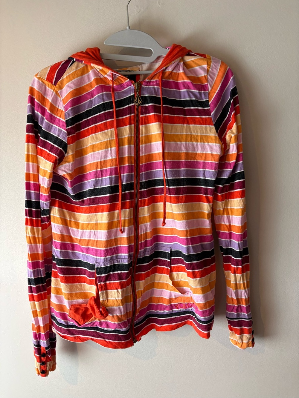 Volcom stripped long sleeve zippered